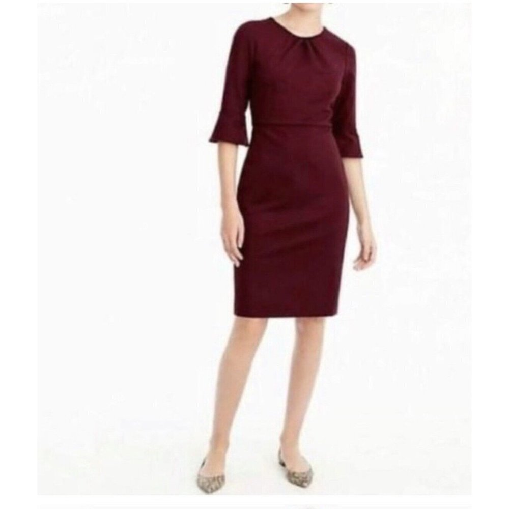 J.Crew Solid Wine Red Lined Ponte Stretch Bell Sl… - image 1
